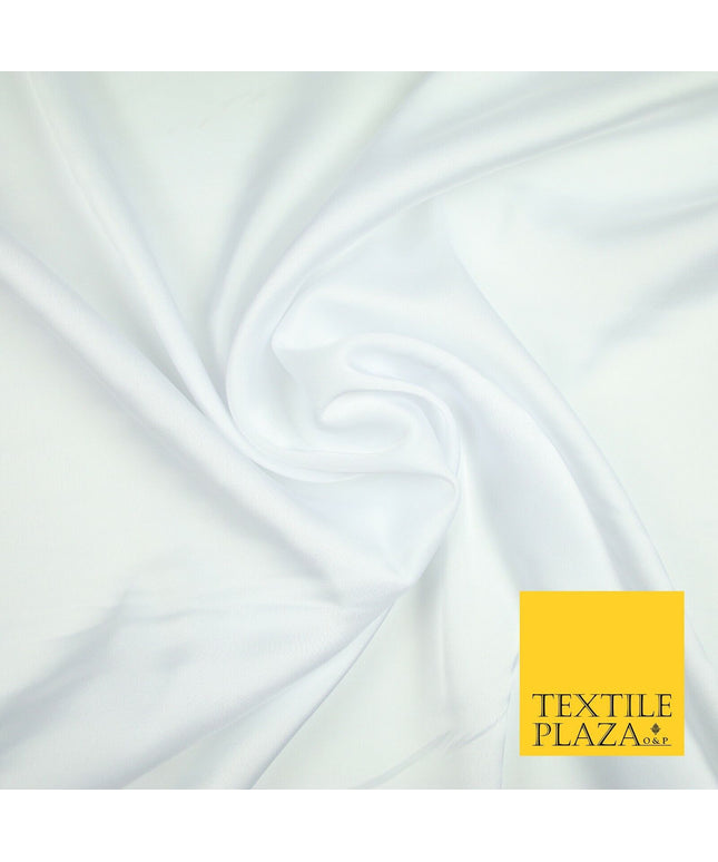 WHITE Fine Silky Smooth Liquid Sateen Satin Dress Fabric Drape Lining Material 6995
