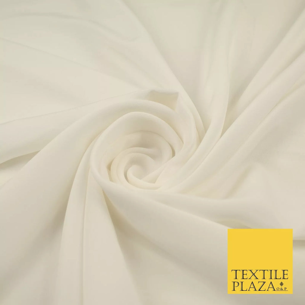 WHITE Plain Dyed Silky French Crepe de Chine Fabric Material Dress 44" 8998