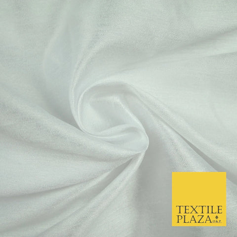 WHITE Plain Dyed Faux Dupion Raw Silk 100% Polyester Dress Fabric 44" 6249