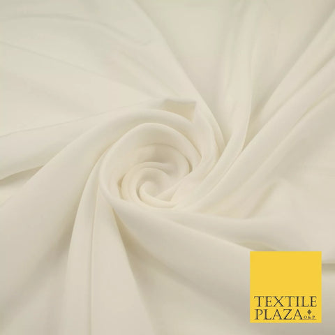 WHITE Plain Dyed Silky French Crepe de Chine Fabric Material Dress 44" 8998