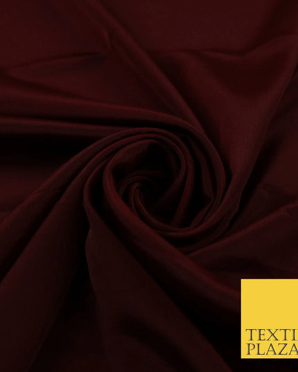 WINE Plain Dyed Silky French Crepe de Chine Fabric Material Dress 44" 9044