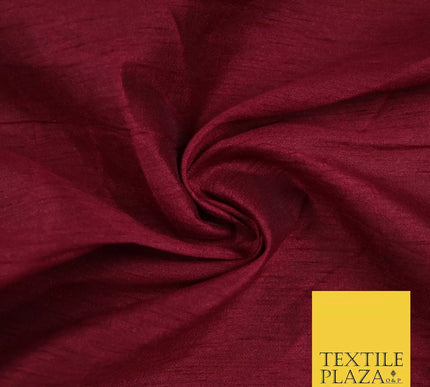 WINE BURGUNDY Plain Dyed Faux Dupion Raw Silk 100% Polyester Dress Fabric 44" 6266
