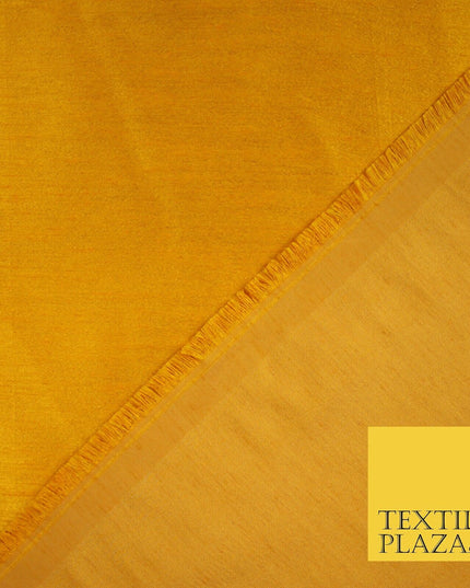 YELLOW MUSTARD Plain Dyed Faux Dupion Raw Silk Polyester Dress Fabric Material 6207