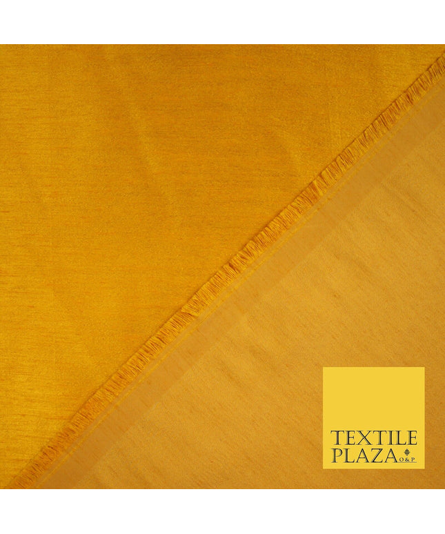 YELLOW MUSTARD Plain Dyed Faux Dupion Raw Silk Polyester Dress Fabric Material 6207