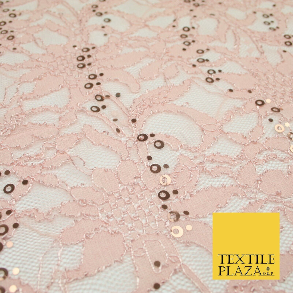 Luxury Floral Ring Sequin Net Corded Lace Bridal Dress Fabric Fashion Craft