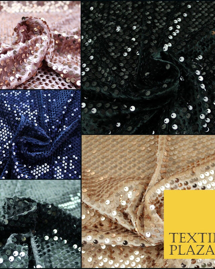 Luxury Sequin Embroidered Stretch Velvet Dress Fabric Fashion Party Upholstery