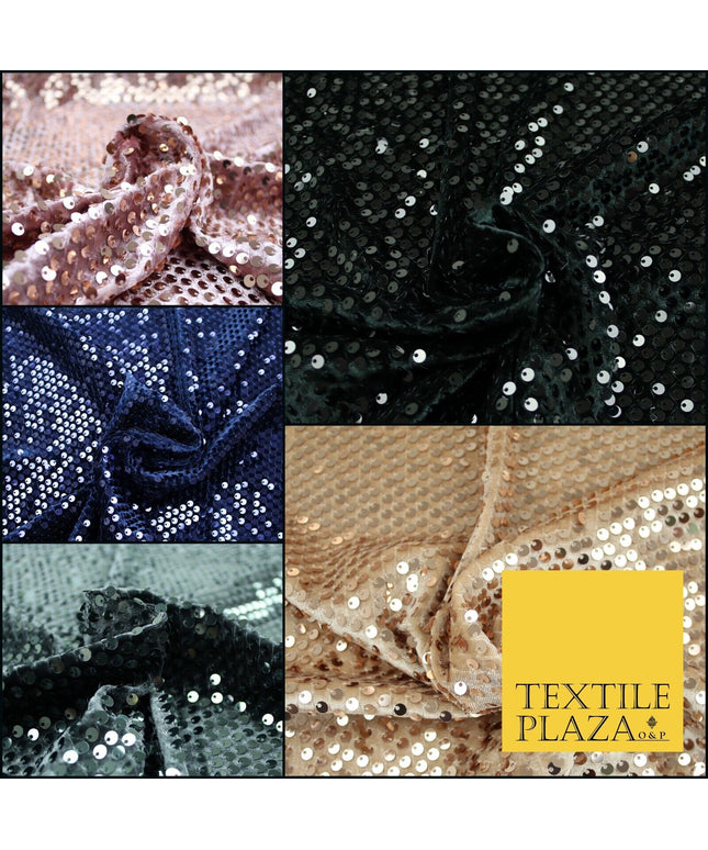 Luxury Sequin Embroidered Stretch Velvet Dress Fabric Fashion Party Upholstery