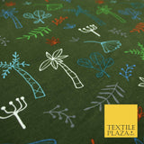 Colourful Palm Tree Forest Leaves Printed Soft Organic Cotton Jersey Fabric 59"