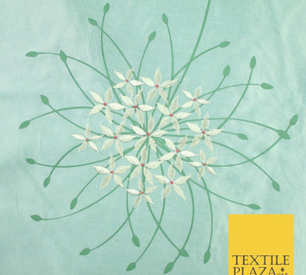 8 COLOURS - Fryetts Luxury Oversized Dandelion Embroidered 100% PURE SILK Fabric