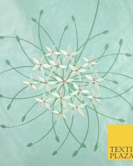 8 COLOURS - Fryetts Luxury Oversized Dandelion Embroidered 100% PURE SILK Fabric