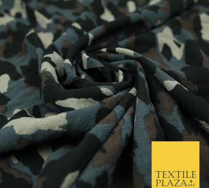 Premium Abstract Animal Mosaic Retro Printed Bubble Crepe Dress Fabric 58" 147cm