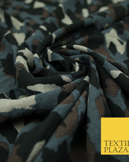 Premium Abstract Animal Mosaic Retro Printed Bubble Crepe Dress Fabric 58" 147cm