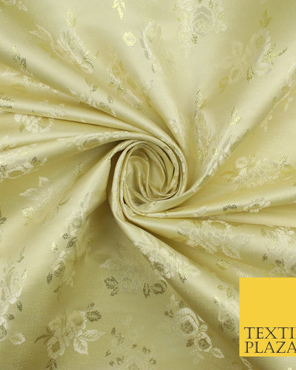 Double Flower Bouquet Design Chinese Brocade Satin Embroidered Dress Fabric 44"