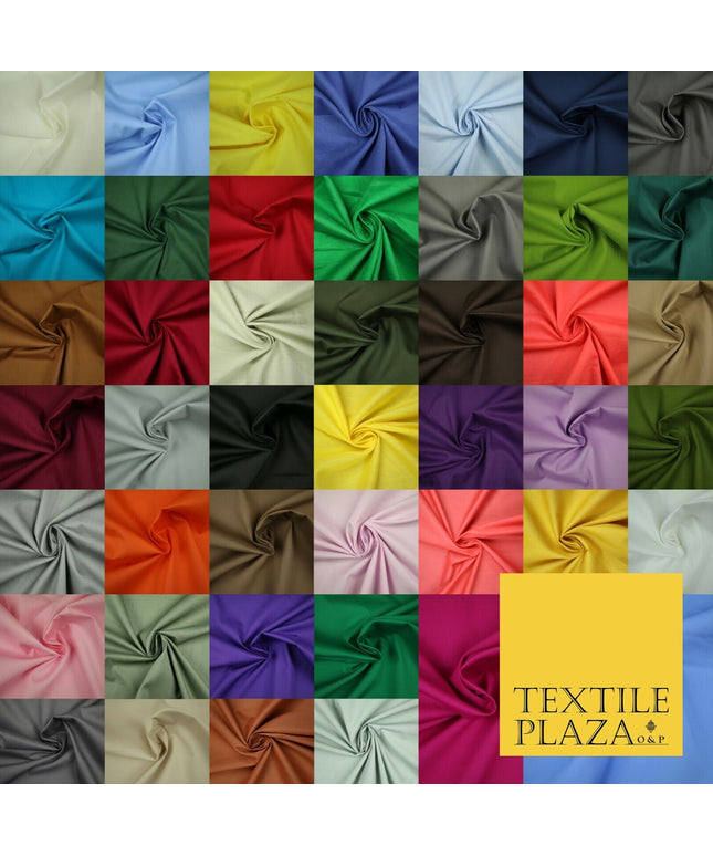 PREMIUM POPLIN 100% PURE COTTON SOLID PLAIN DYED FABRIC DRESS CRAFT MATERIAL 59"
