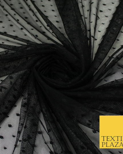 5 COL 4-Way Stretch 5mm Spot Polka Dot Dobby Mesh Net Tulle Dress Fabric60" Wide