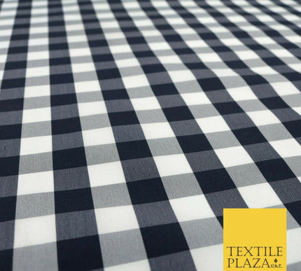 High Quality Ink Navy Blue Gingham Check TAFFETA SILK Fabric - Dress Craft 1528
