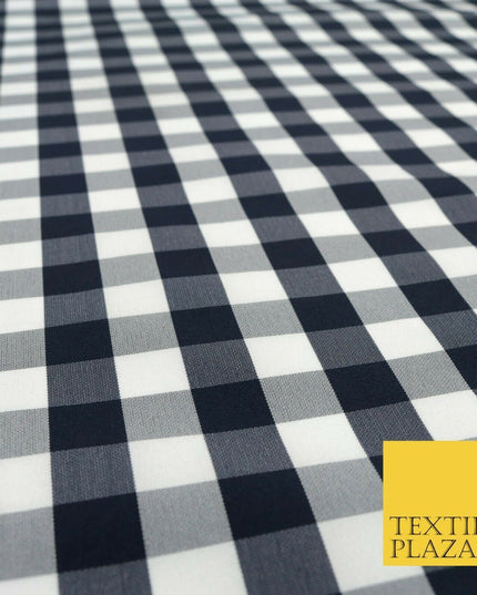 High Quality Ink Navy Blue Gingham Check TAFFETA SILK Fabric - Dress Craft 1528