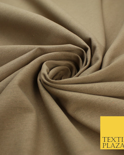 OVER 20 COLOURS - Plain Soft LINEN LOOK 100% Polyester Fabric Dress Craft 54"