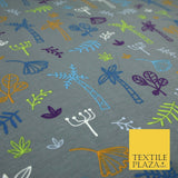 Colourful Palm Tree Forest Leaves Printed Soft Organic Cotton Jersey Fabric 59"