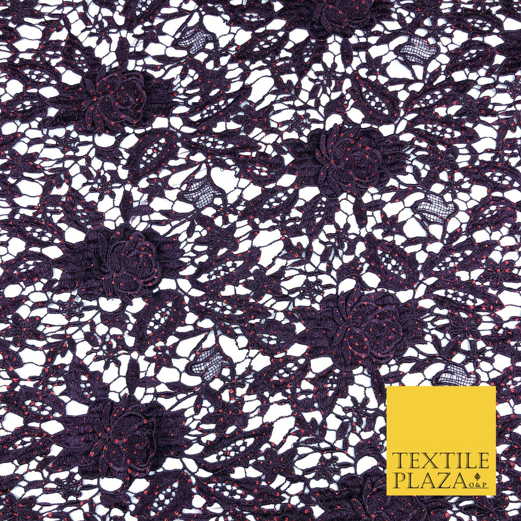 Luxury 3D Flower Appliqué Glitter Webbed Guipure Lace Dress Fabric Floral