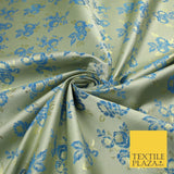 Double Flower Bouquet Design Chinese Brocade Satin Embroidered Dress Fabric 44"