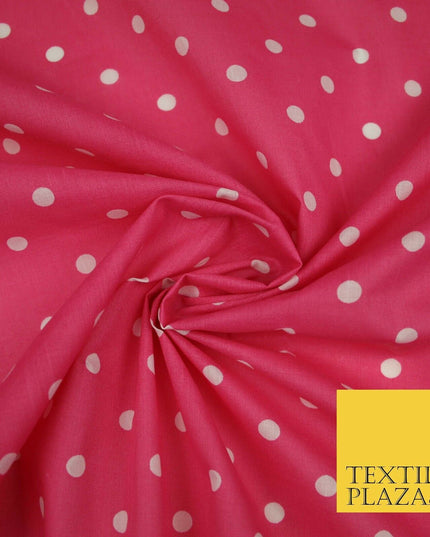 1CM Spotted Polka Dot Printed Poly Cotton Fabric Polycotton Craft Mask 6 COLOURS