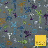 Colourful Palm Tree Forest Leaves Printed Soft Organic Cotton Jersey Fabric 59"