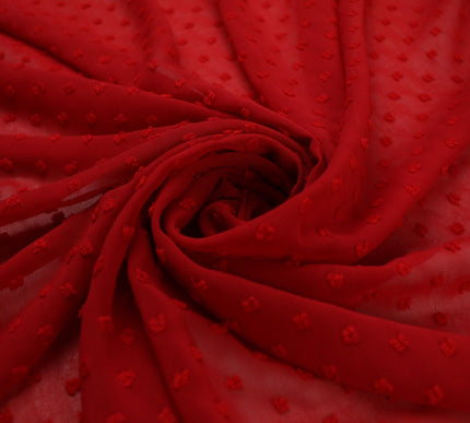 Over 20 COLOURS - Swiss Knot Dot Dobby Sheer Georgette Chiffon Dress Fabric 59"