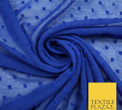 Over 20 COLOURS - Swiss Knot Dot Dobby Sheer Georgette Chiffon Dress Fabric 59"