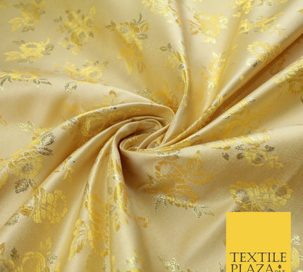 Double Flower Bouquet Design Chinese Brocade Satin Embroidered Dress Fabric 44"