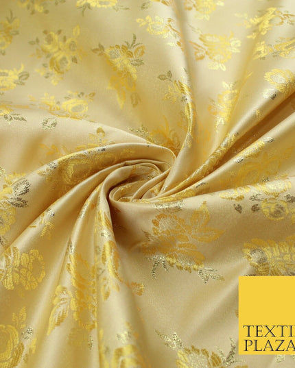 Double Flower Bouquet Design Chinese Brocade Satin Embroidered Dress Fabric 44"