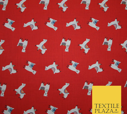 Llama Alpaca Drama Floating Wildlife Printed Poly Cotton Fabric Polycotton Craft
