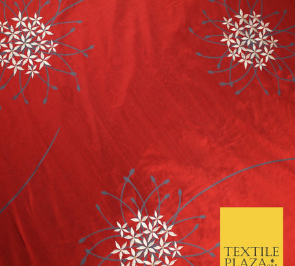 8 COLOURS - Fryetts Luxury Oversized Dandelion Embroidered 100% PURE SILK Fabric