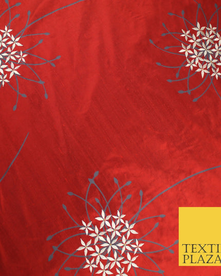 8 COLOURS - Fryetts Luxury Oversized Dandelion Embroidered 100% PURE SILK Fabric