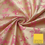 Double Flower Bouquet Design Chinese Brocade Satin Embroidered Dress Fabric 44"
