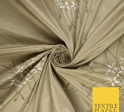 8 COLOURS - Fryetts Luxury Oversized Dandelion Embroidered 100% PURE SILK Fabric