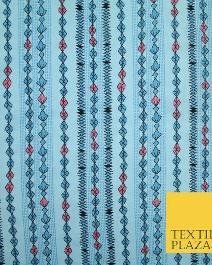 Striped Diamond Zigzag Fairisle Look Printed Crepe Polyester Stripe Dress Fabric