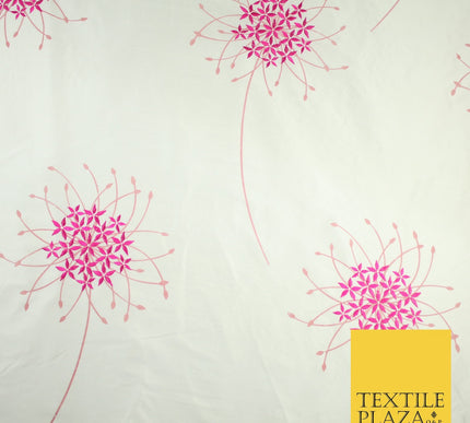 8 COLOURS - Fryetts Luxury Oversized Dandelion Embroidered 100% PURE SILK Fabric