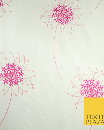 8 COLOURS - Fryetts Luxury Oversized Dandelion Embroidered 100% PURE SILK Fabric