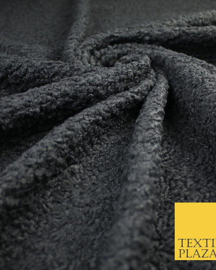 3 COLOURS - Premium Plain Textured Bouclé Sherpa Fur Fabric Material 57"