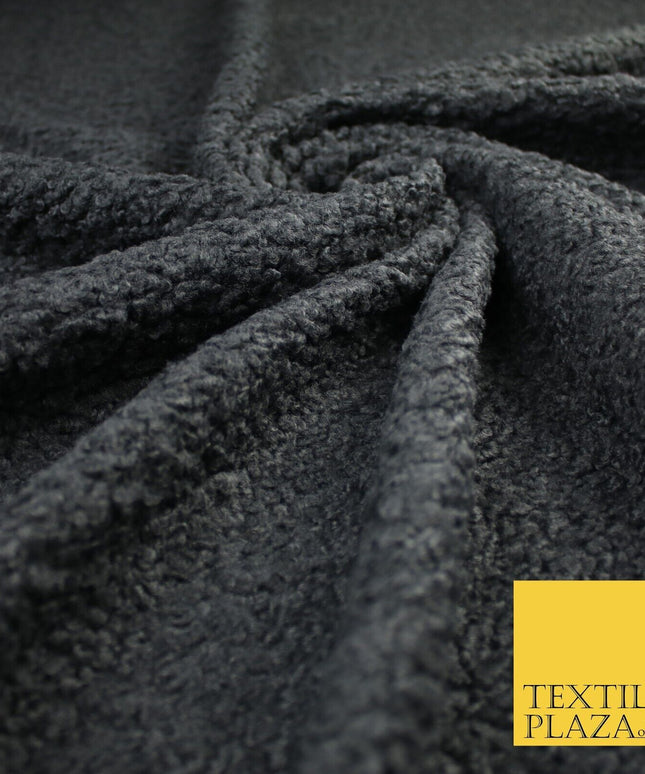 3 COLOURS - Premium Plain Textured Bouclé Sherpa Fur Fabric Material 57"