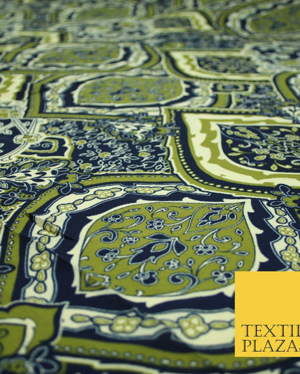 Premium Abstract Animal Mosaic Retro Printed Bubble Crepe Dress Fabric 58" 147cm