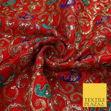 Paisley Swirl Design Embroidered Faux Taffeta Silk Dress Fabric Upholstery 42"