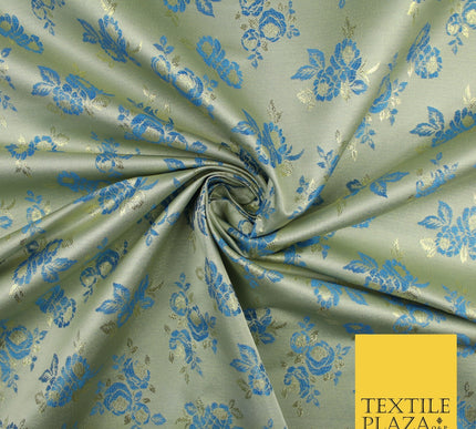 Double Flower Bouquet Design Chinese Brocade Satin Embroidered Dress Fabric 44"