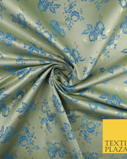 Double Flower Bouquet Design Chinese Brocade Satin Embroidered Dress Fabric 44"