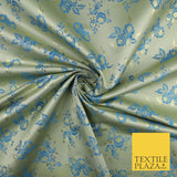 Double Flower Bouquet Design Chinese Brocade Satin Embroidered Dress Fabric 44"