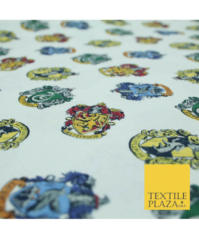 HARRY POTTER Hogwarts House Badges Emblems Print 100% Cotton Fabric 59" 5510
