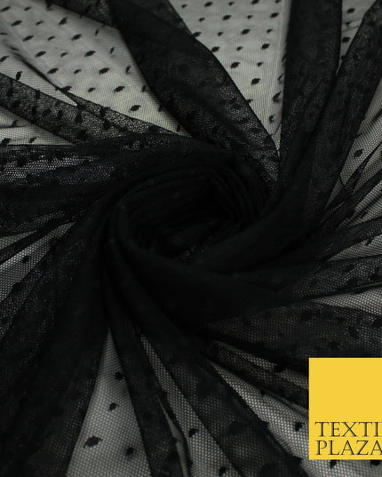 5 COL 4-Way Stretch 5mm Spot Polka Dot Dobby Mesh Net Tulle Dress Fabric60" Wide
