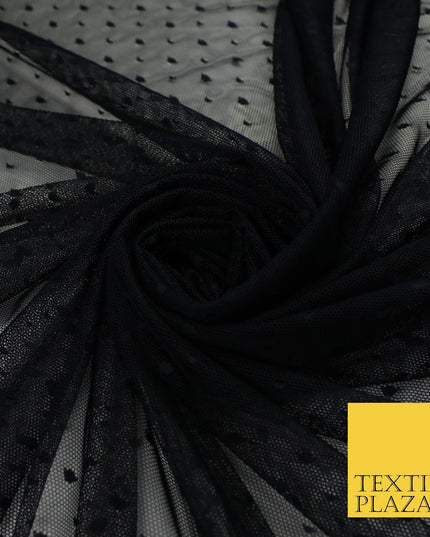 5 COL 4-Way Stretch 5mm Spot Polka Dot Dobby Mesh Net Tulle Dress Fabric60" Wide