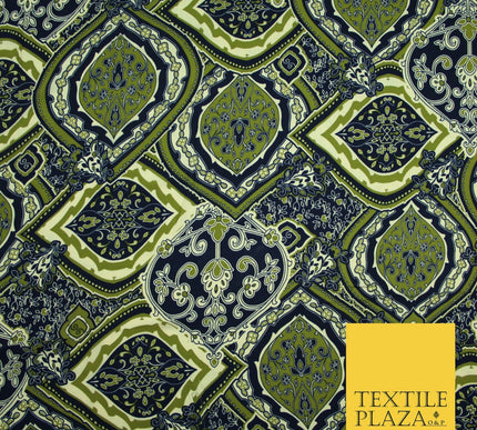 Premium Abstract Animal Mosaic Retro Printed Bubble Crepe Dress Fabric 58" 147cm